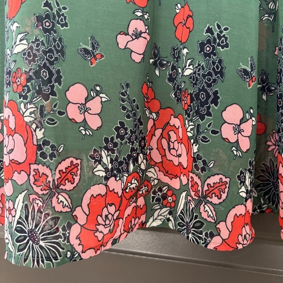 Modcloth « Oh Say Can Museum » Green Butterfly Floral Print A Line Dress Size M - Picture 10 of 13